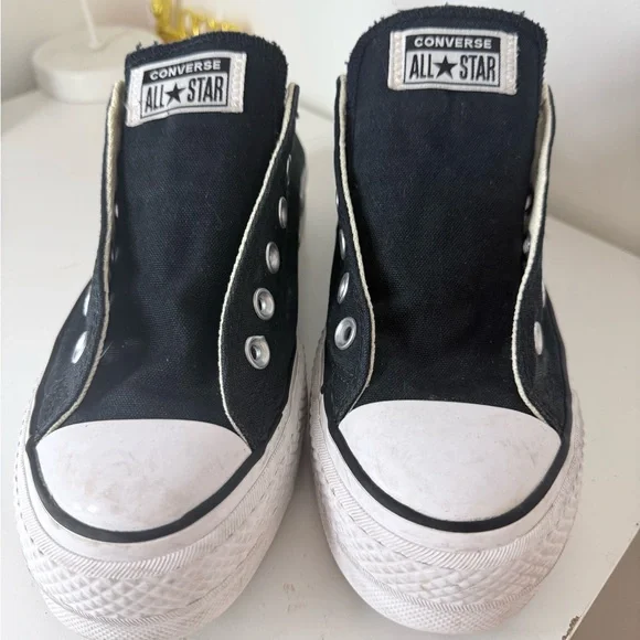 Converse Chuck Taylor All Star Platform Low Top Black White – Women’s Size 7.5 - Picture 4 of 14